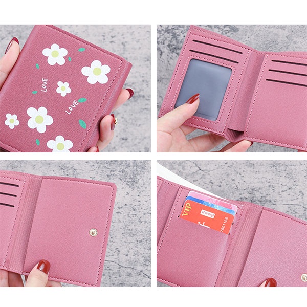 Dompet Lipat Wanita Motif Bunga Love Simple Cantik / Dompet Wanita Korean Import Lucu / TV-101