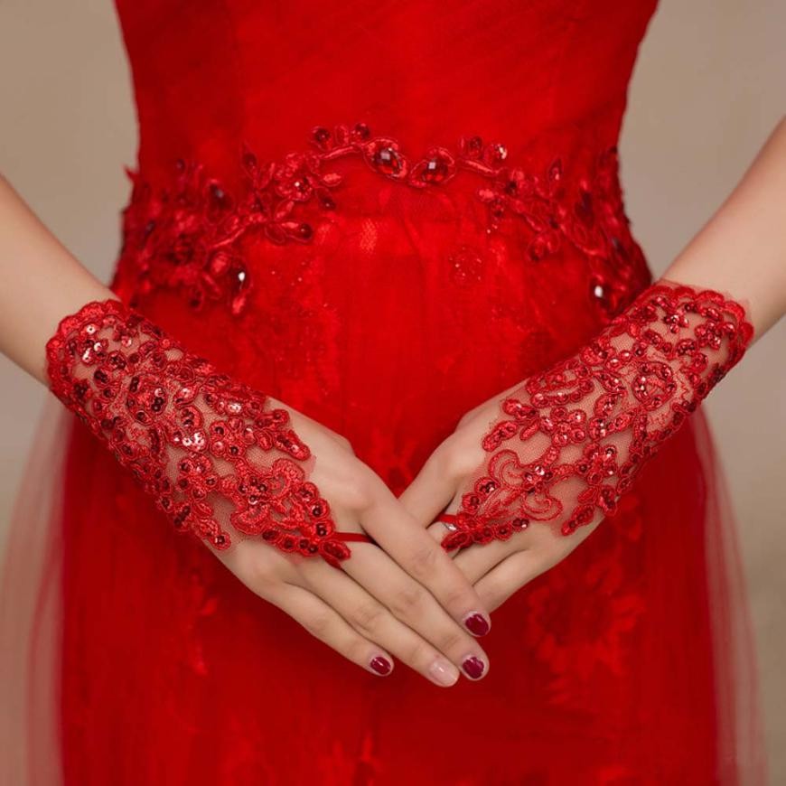 SR06 Merah Bridal gloves sarung tangan pengantin pesta 0917