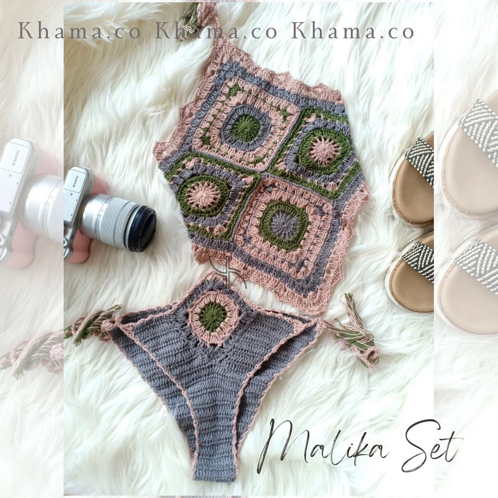 Set bikini rajutan cutome bali untuk ke pantai