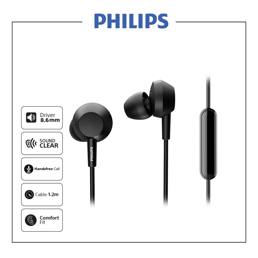 Philips TAE4105 In-Ear Headphones Earphone Bass With Mic TAE 4105