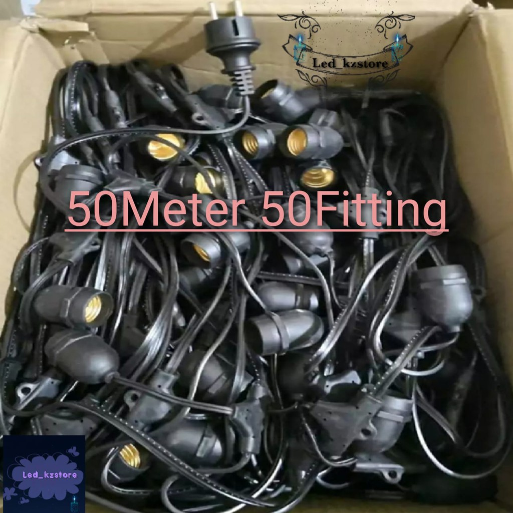 Kabel Fitting Gantung Lampu Outdoor Taman 50 Fitting - 50M 50 Meter