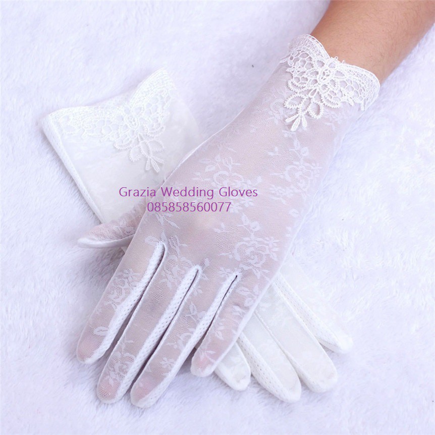 SR60 Sarung tangan Pengantin wanita Wedding gloves Renda tipis Elegan