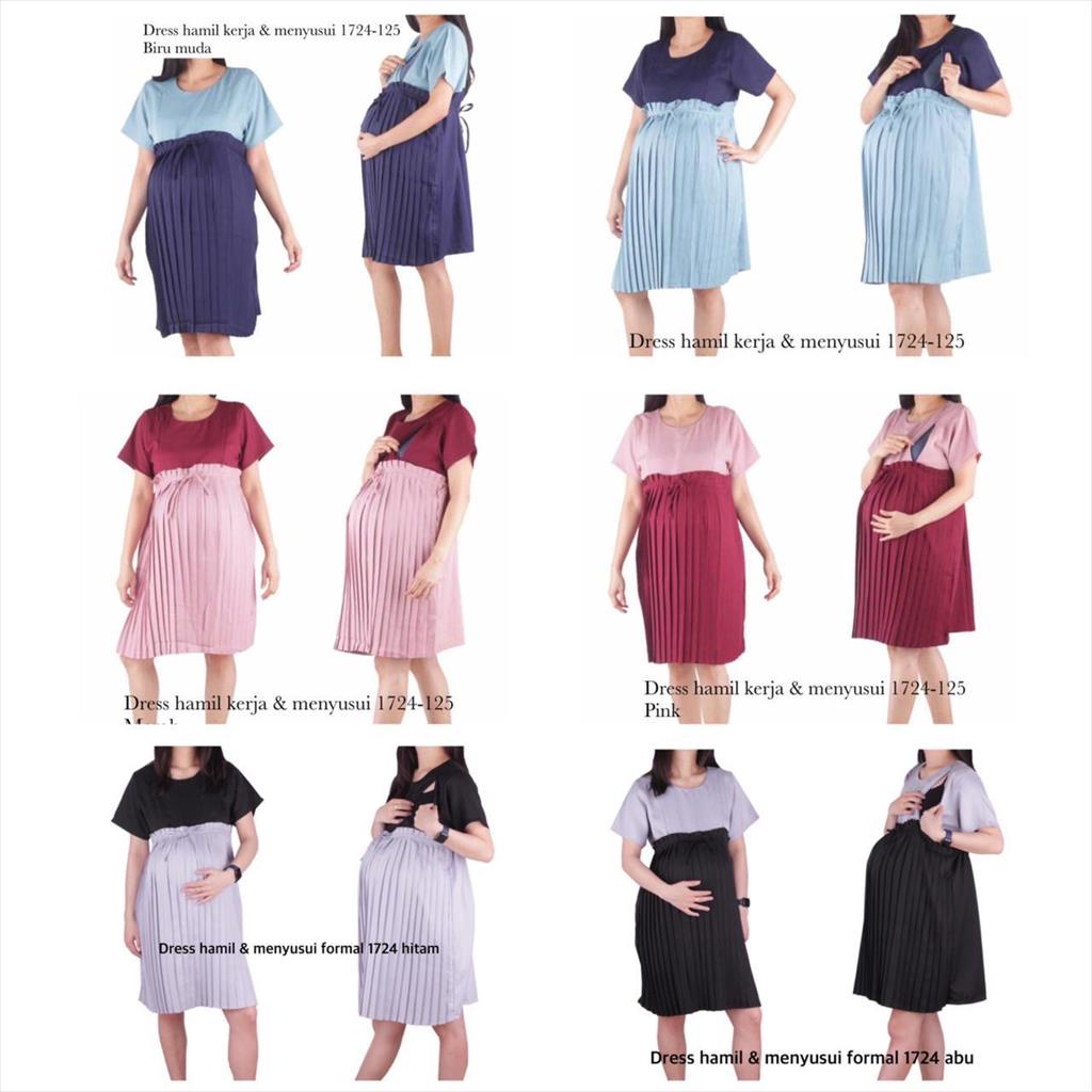 Baju hamil Dress Plisket Formal Hamil Menyusui 1724