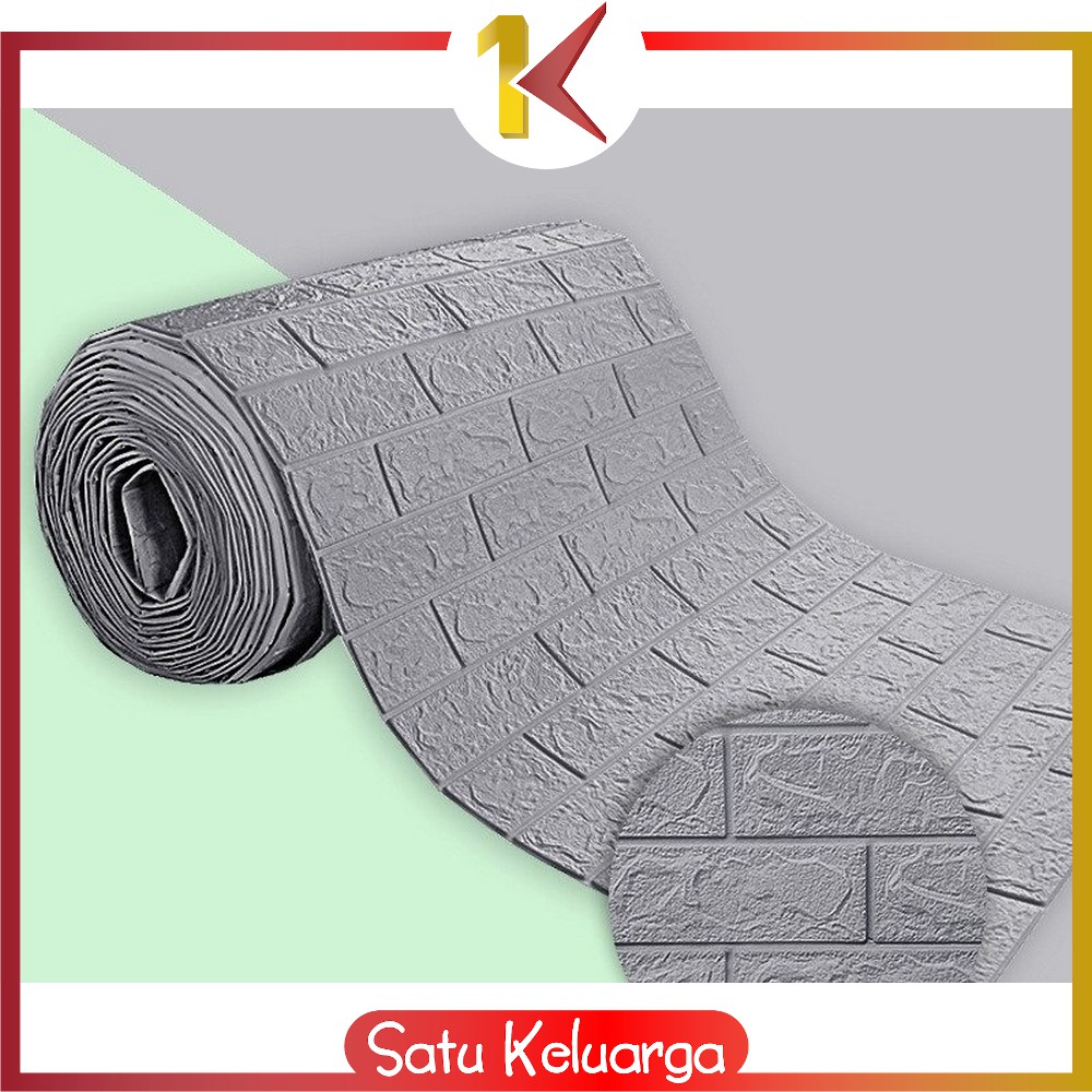 SK-C211 Wallpaper Dinding Foam 3D 20 METER / Wall Stiker Dinding Motif Bata / Walpaper Dinding Kamar-ABU