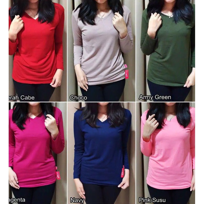DaveCollection - Blouse Basic Vneck Lengan panjang