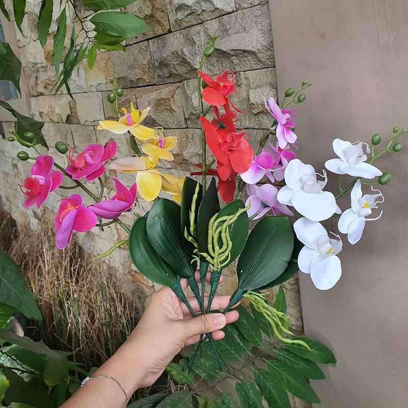 Anggrek Premium bahan Latex / Bunga Orchid Artificial / Anggrek Hias [ TANPA POT ]