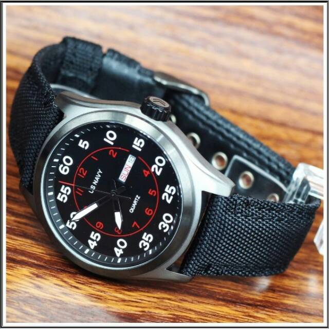 Jam tangan pria us navy Mab black Original