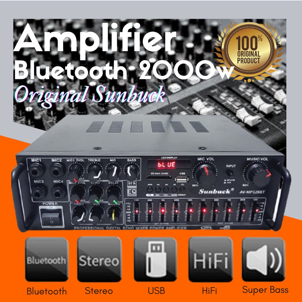 AMPLIFIER AMPLI POWER BLUTOOTH SUNBUCK KARAOKE 2000w