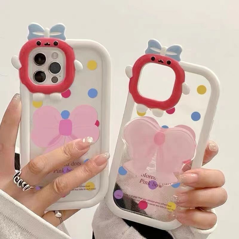 Case Hp Wanita Motif Polkadot Aksen Pita Untuk iPhone 13 / 12pro max / 11 / xs / xr hhqd