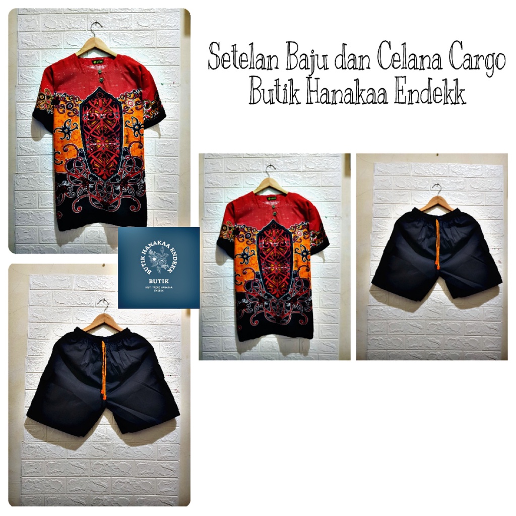 Set/Setelan Baju dan Celana Cargo Etnik Gala Pria/Wanita (Unisex)