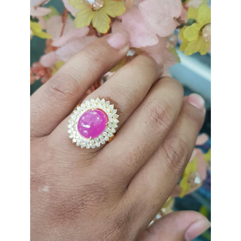 cincin berlian banjar asli mata ruby pink