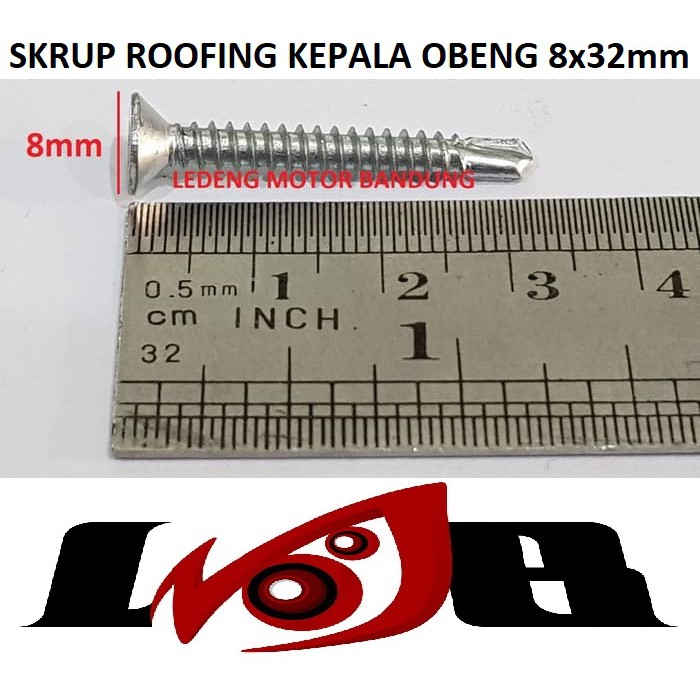 Skrup Roofing Kepala Obeng Plus 8x32mm Baut Ruping Mata Bor Besi Drill