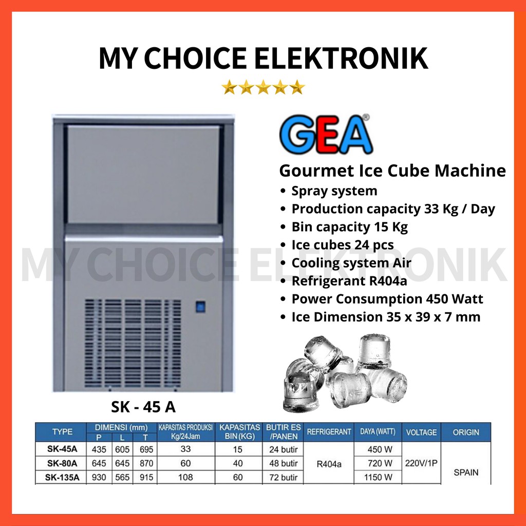 GEA SK-45A Gourmet Ice Cubes Machine / Mesin Pembuat Es Batu