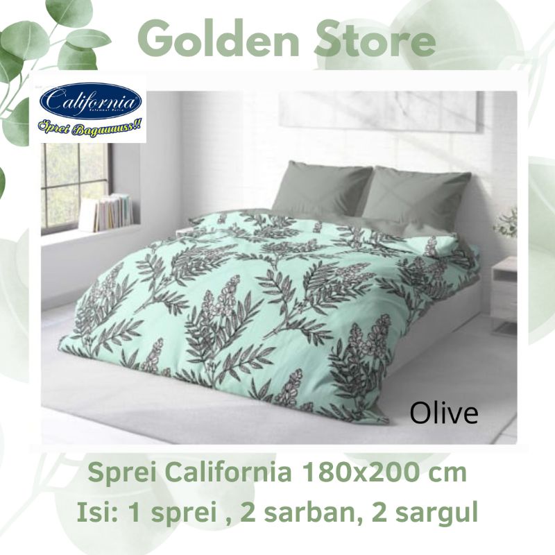 Sprei California 180x200 Motif Olive