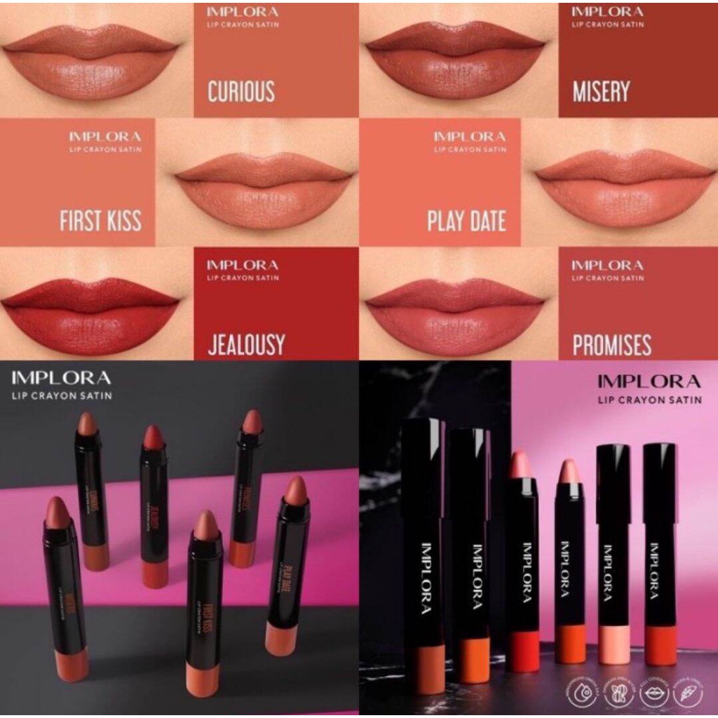 Skinhouseid Implora Lip Crayon Satin Pewarna Bibir Creamy Tahan Lama Termurah Kualitas Premium