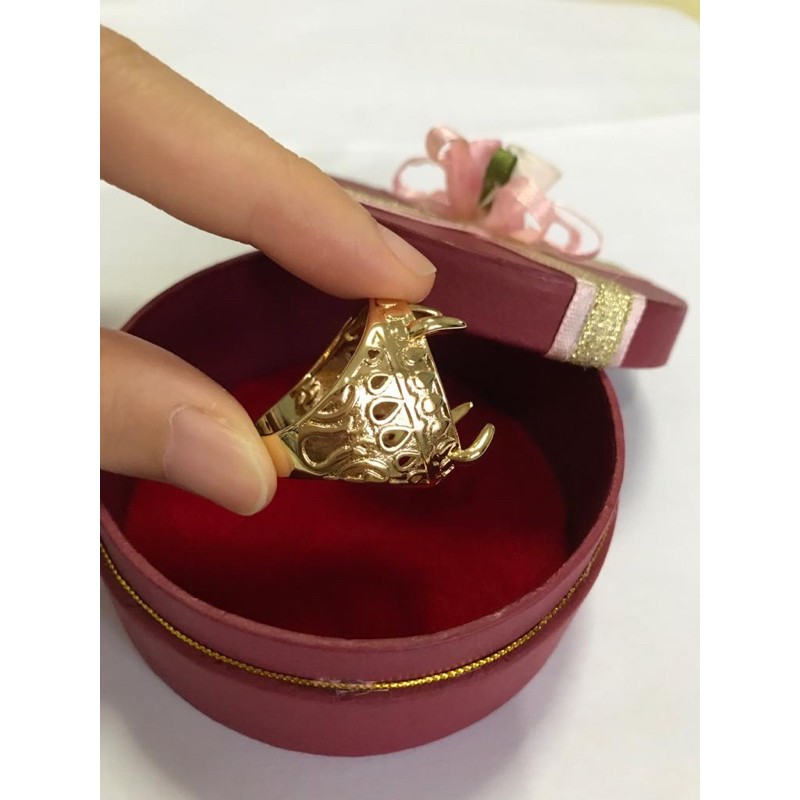 Rangka /Cangkang Cincin Pria Model Embun Bahan Brass Warna Emas/Gold Import