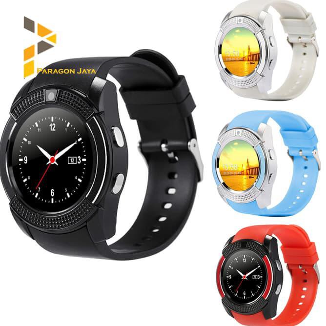 RX13 SMARTWATCH V8 / SMART WATCH V8 BLUETOOTH SIM CARD MEMORY WHATSAPP - BLACKSILVER 968N
