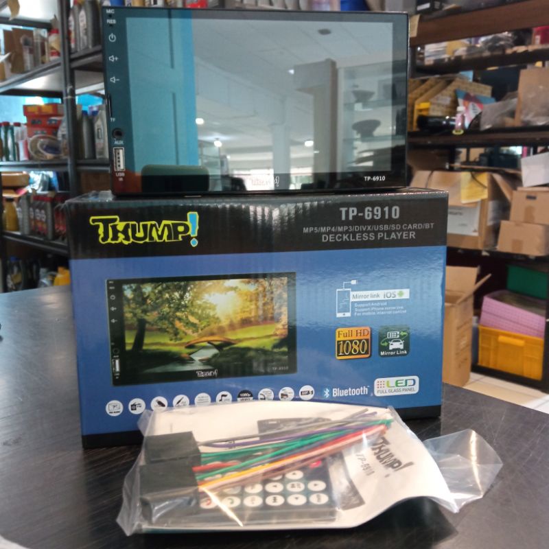 Head Unit Deckless Thump TP-6910 Full Glass Mirrolink BT
