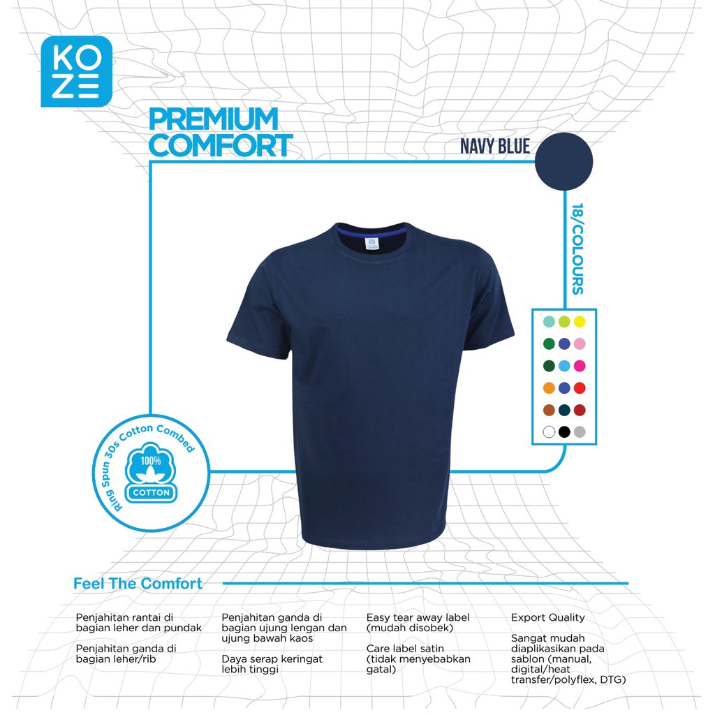 Kaos Polos Koze Premium - Navy