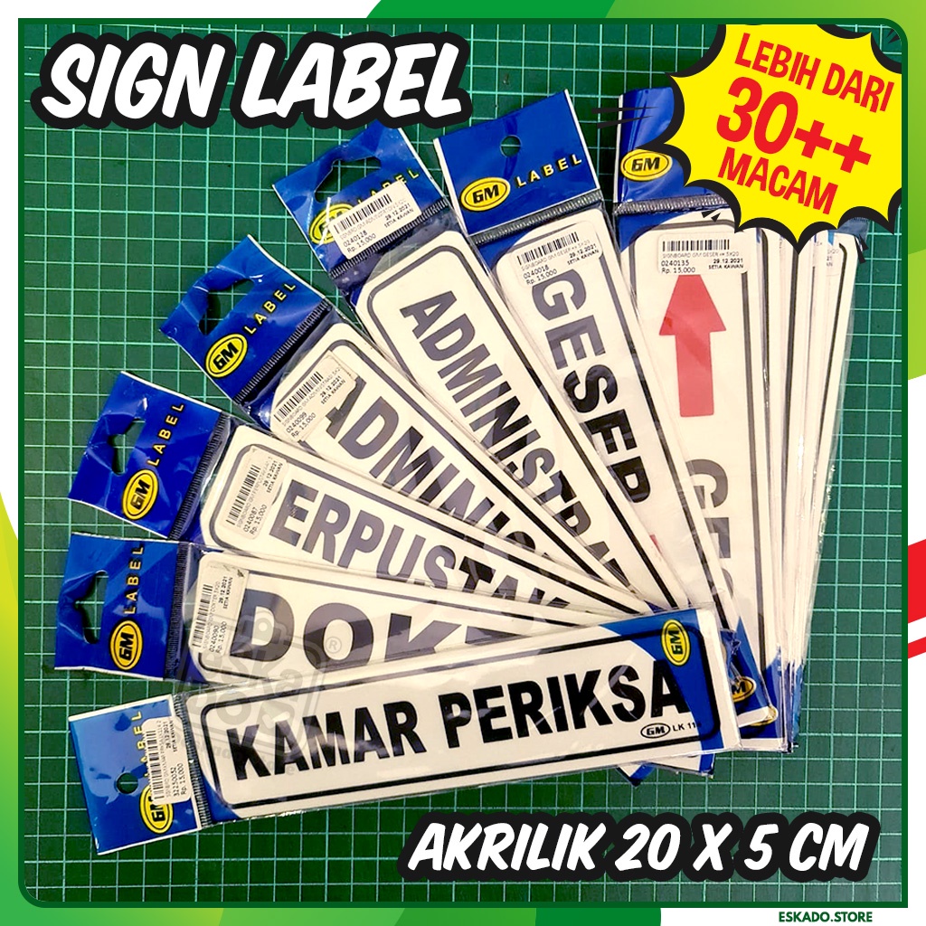 GM Sign Label Akrilik Kecil TARIK DORONG GESER PUSH PULL (30++ macam)