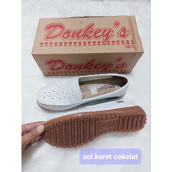 TERBARU SEPATU PANTOPEL PUTIH WANITA DONKEYS Sepatu Formal perawat sepatu bidan sol bawah karet cokelat