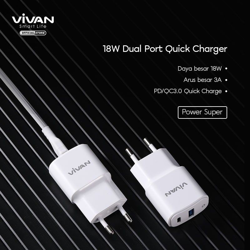 Vivan Power Super II 18W 3A Charger with type-C Cable