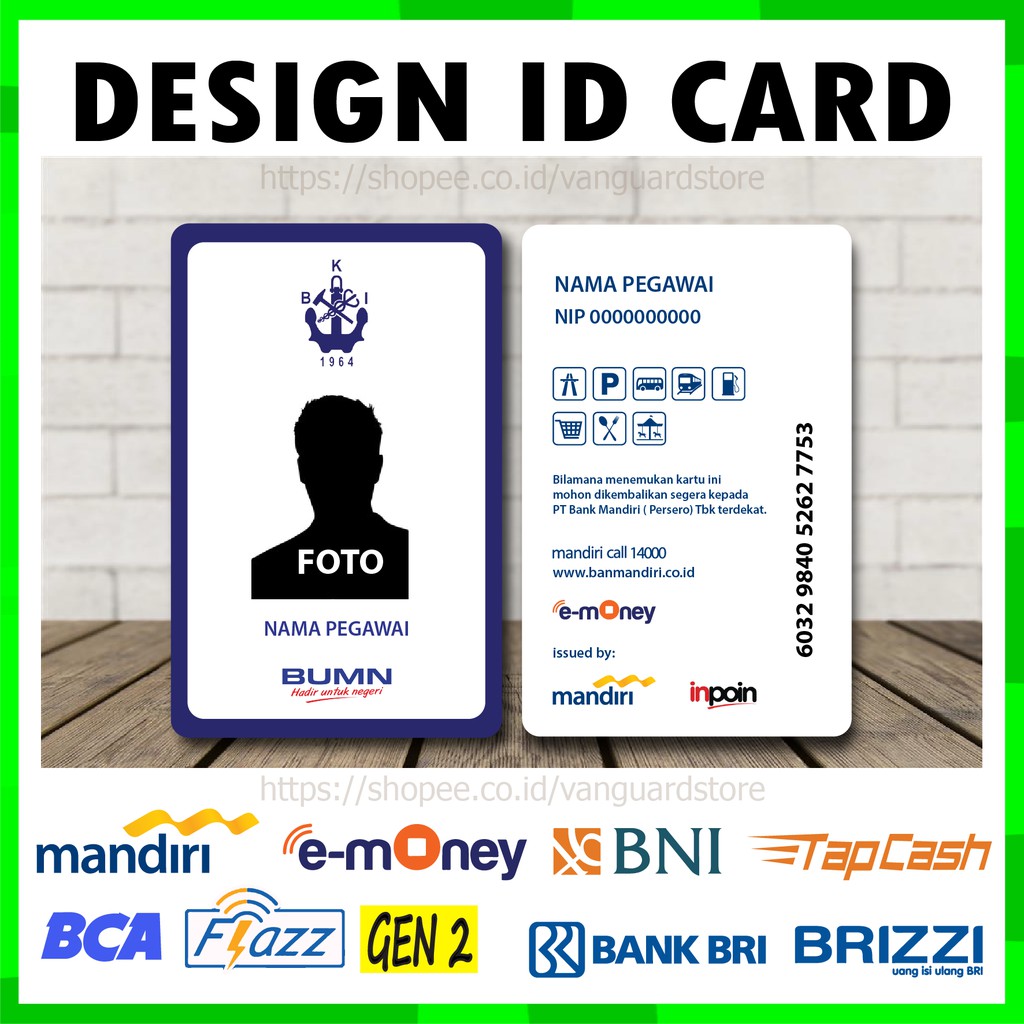 KARTU EMONEY ID CARD BKI KARTU ETOLL E MONEY MANDIRI FLAZZ BCA BRIZZI BRI TAPCASH BNI - 2 SISI