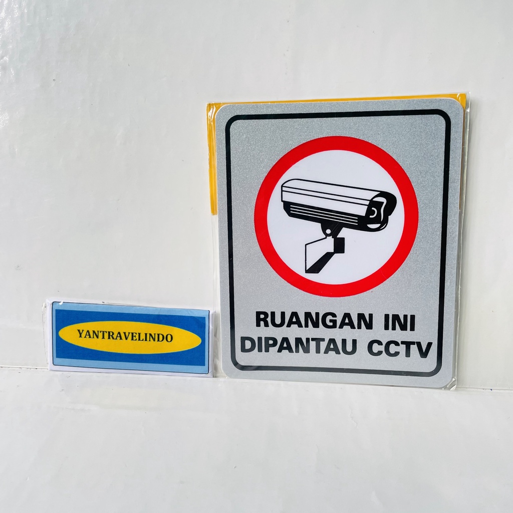 Jual LABEL PERINGATAN KAMERA PENGAWAS AWAS ADA CCTV PENGINTAIAN RUANGAN