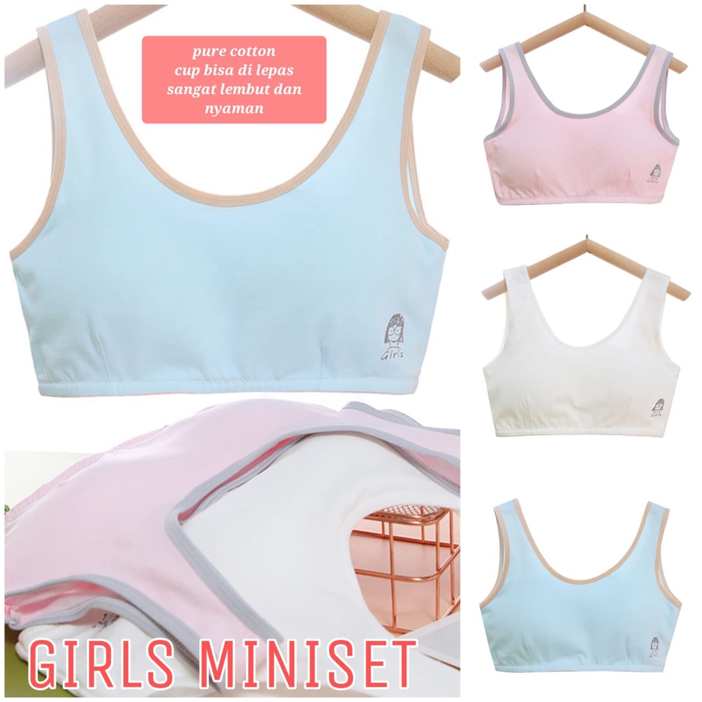 GIRL MINISET PAKAIAN DALAM SPORT BRA BH ANAK SD SMP REMAJA KATUN IMPOR NOT SOREX KUALITAS PREMIUM