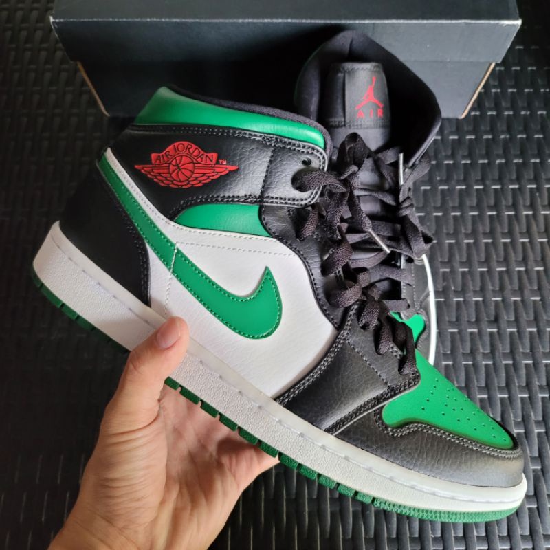 Air Jordan 1 Mid Pine Green Toe || wolf grey