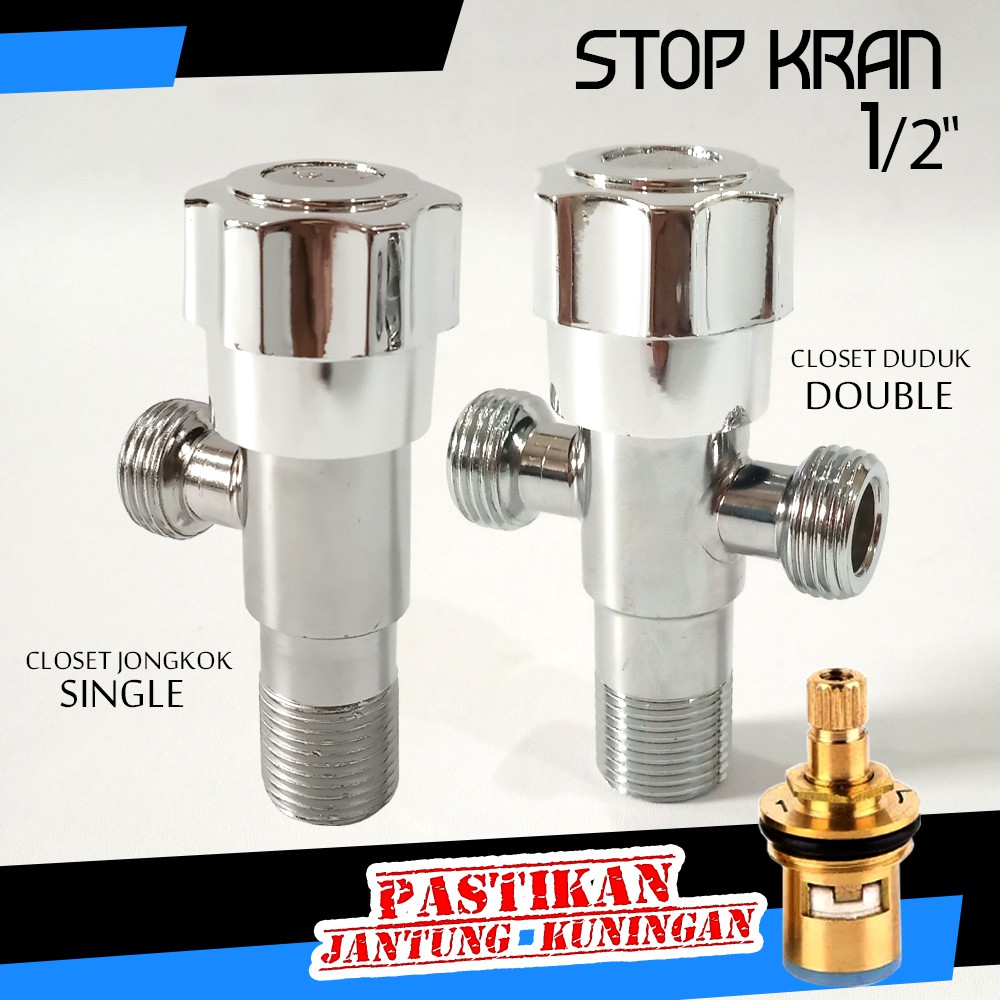 Stop kran Wc Toilet Kamar Mandi Stop kran 1/2 Inc Stainless Chrome