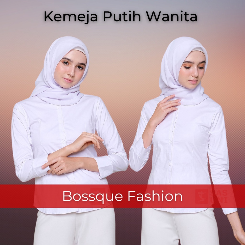 Kemeja Putih Wanita Lengan Panjang / Kemeja Kantor Putih Wanita / Kemeja Formal Putih Wanita / Kemeja Polos Putih Wanita / Kemeja Katun Putih Wanita / Kemeja Polos Putih Slimfit Wanita