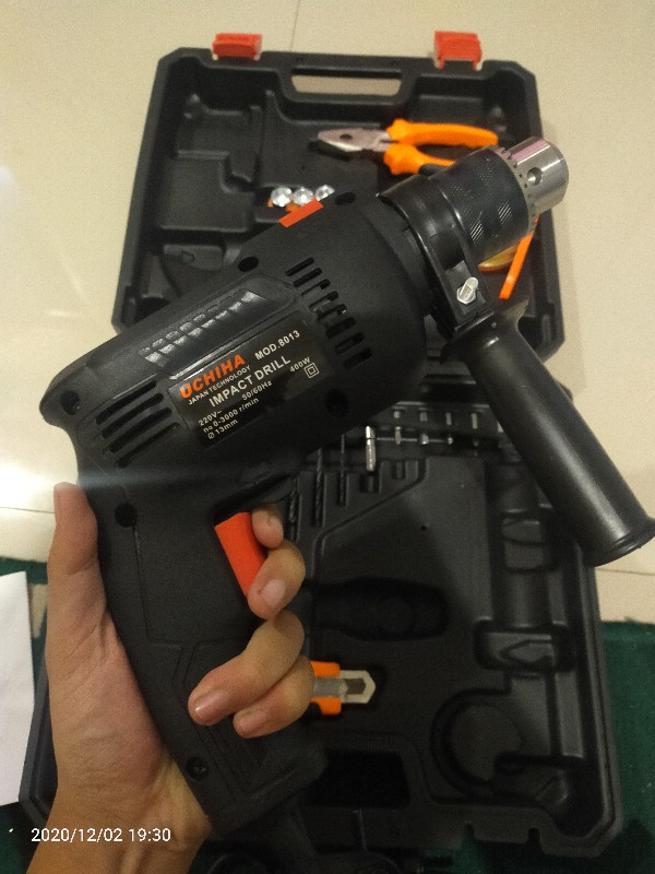 Impact Drill Uchiha 13mm Mesin Bor Beton Besi Kayu Full Set Koper