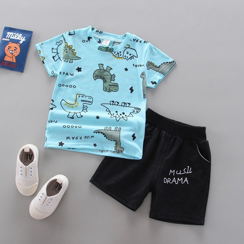 Setelan Anak Laki - Laki Motif Dino | Setelan Motif Dino