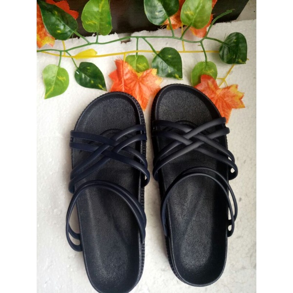 [SIAP KIRIM] SANDAL JELLY NIAR SANDAL WANITA KEKINIAN SANDAL JELLY BOLONI TALI MURAH Sandal Andin-navy