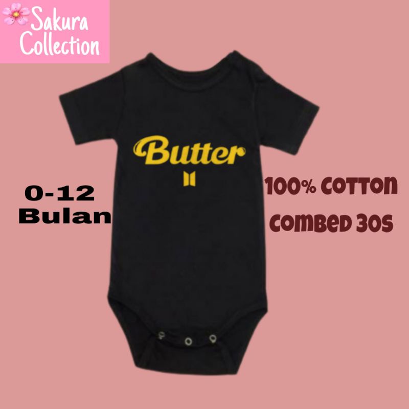 Romper jumper jumpsuit baju bayi newborn 0 6 bulan perempuan laki-laki korea band kpop bts butter 1