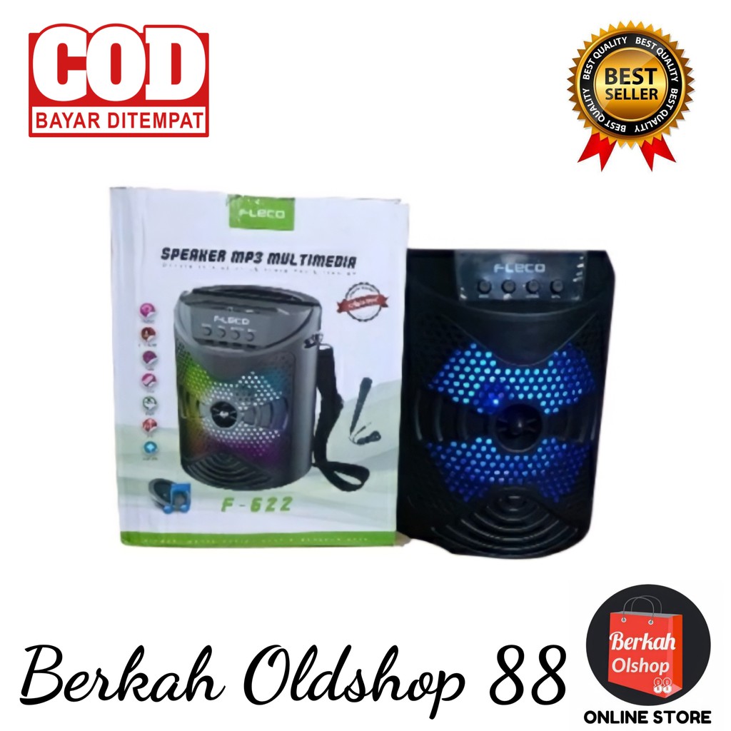 Berkah Oldshop 88 - Speaker Bluetooth Karaoke Wireless Fleco F-622 6,5 Inchi Gratis Mic Super Bass B
