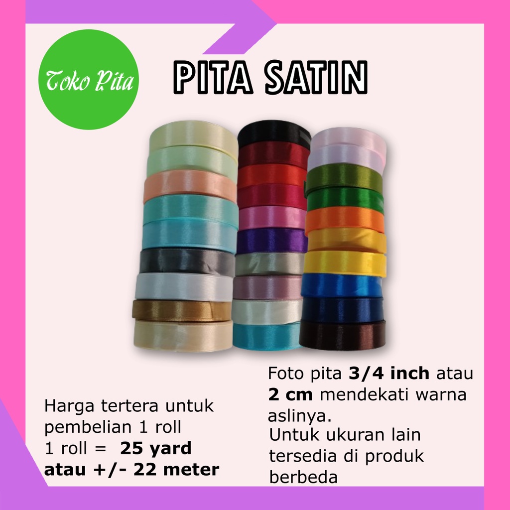

Pita Satin 2 cm 3/4 Inch Hampers Parcel Harga Per Roll