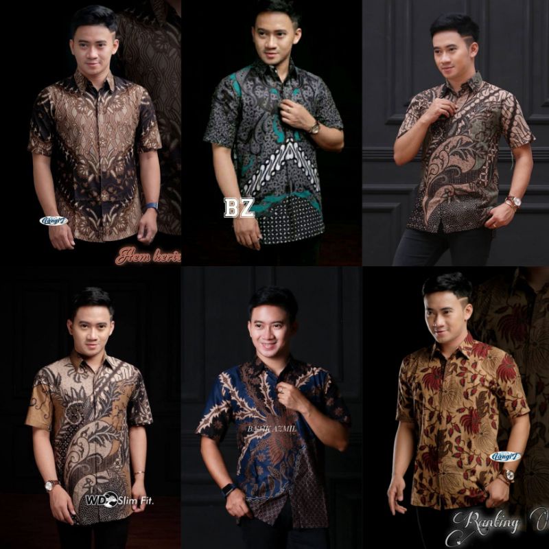 kemeja batik pria lengan pendek baju batik pria batik kantor seragam kerja ukuran reguler m.l.xl