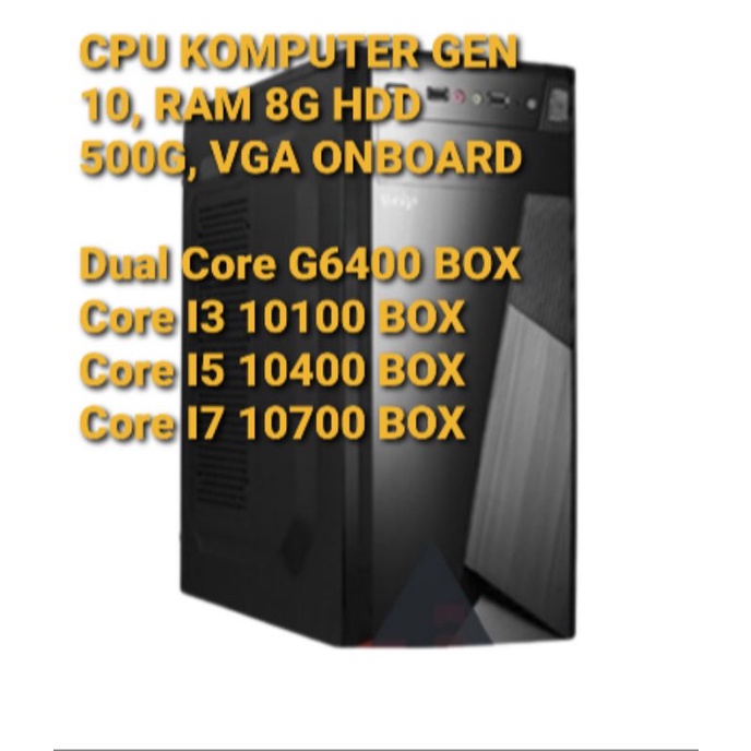 CPU KOMPUTER INTEL GEN 10 CORE I7-10700 BOX, CORE I5-10400 BOX, CORE I3-10105 BOX, CORE I3-10100, DUAL CORE G6400VGA ONBOARD  10TH GEN COMET LAKE - LGA 1200