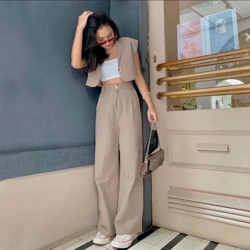 SEOUL Highwaist Kulot Celana Wanita Linen Premium Pants &quot;Best Seller dan best price