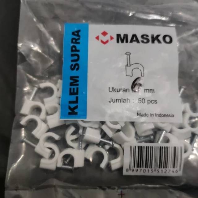 Klem Kabel Masko 6mm Paku Beton Asli