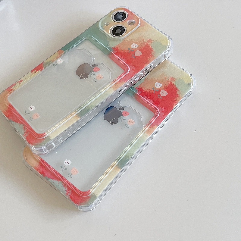 Soft Case Transparan Desain Bunga Kecil Warna-Warni Untuk iPhone 12 13 Pro Max 11 X XR XSMAX