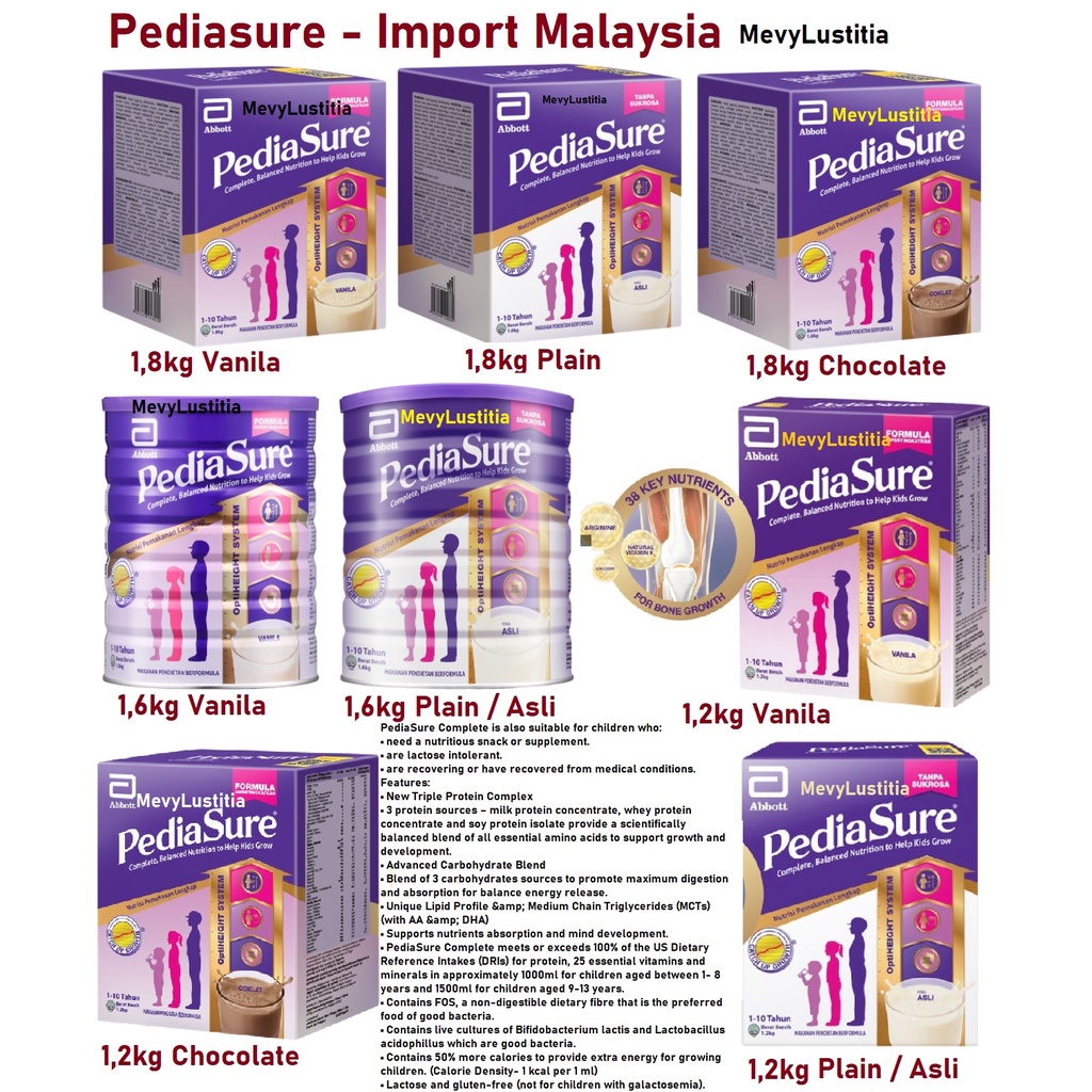 Malaysia Susu Abbott Pediasure PeptiGro Pepti Gro Triplesure Complete Balance Nutrition Optiheight S