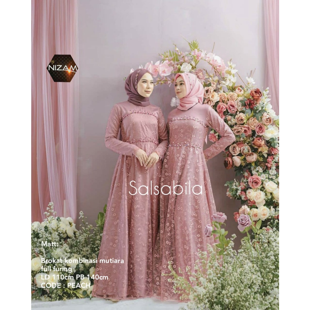 RADHIYA STORE Gamis Brokat Kondangan Model Terbaru Seragam Bridesmaid Dress Brukat Tile