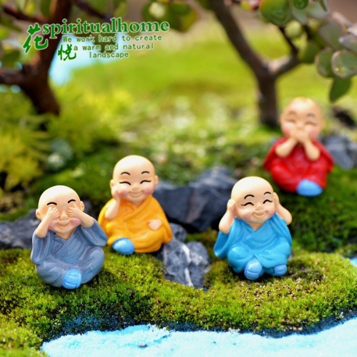 Pajangan Shaolin Duduk Mini Patung Hiasan Lucu Cake Topper Biksu Budha Harga Grosir Termurah