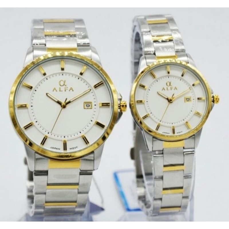 JAM TANGAN COUPLE ALFA 88132 PREMIUM WATER PROFF