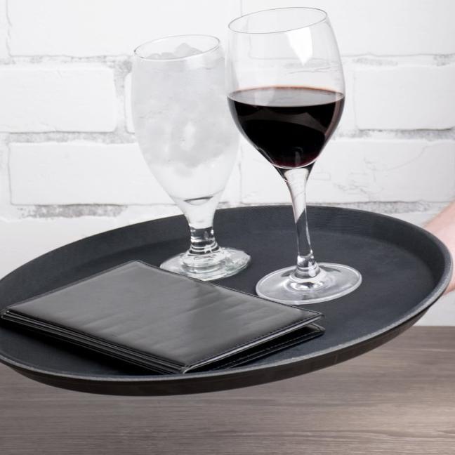 ✰ Nampan / Baki anti slip Bulat 35cm ( Hitam ) ←