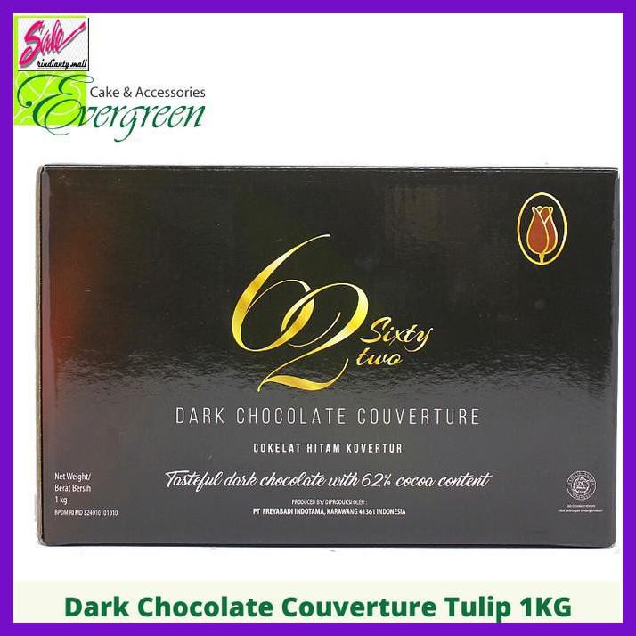 

SAKMACOKLAT- COKLAT/CHOCOLATE DARK COUVERTURE 62% TULIP 1KG -MAKANAN-MINUMAN.