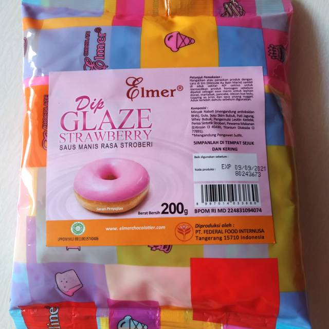 

Dip Glaze Elmer toping celup donut donat aneka rasa 200gr